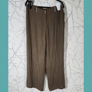 Solola Army Green Crinkle Tencel High Rise Wide Leg Pants